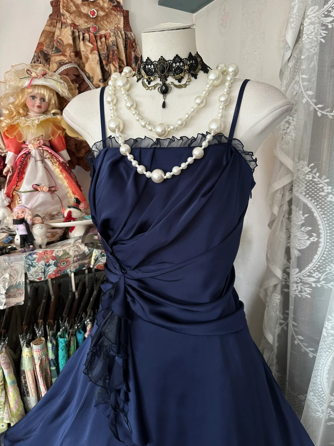 A Line Navy Blue Party Dress Short Prom Dress Birthday Dress fg7384