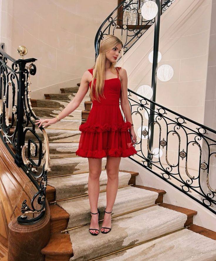 Red Party Dress Short Prom Dress Birthday Dress fg7334