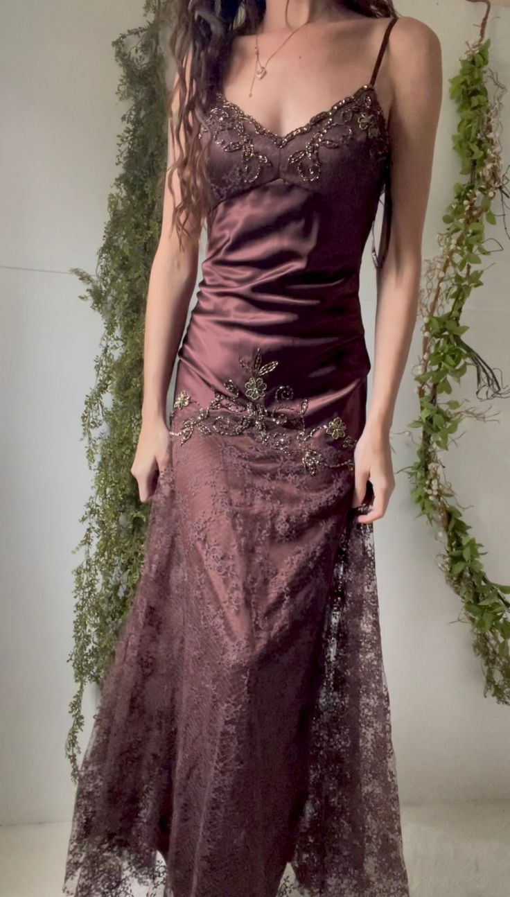 Vintage purple dress with flower accents Formal Evening Dress fg6334
