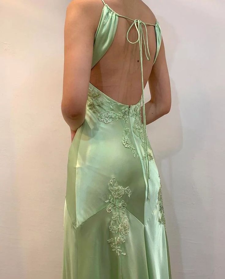 Green V neck Long Prom Dress fg3609