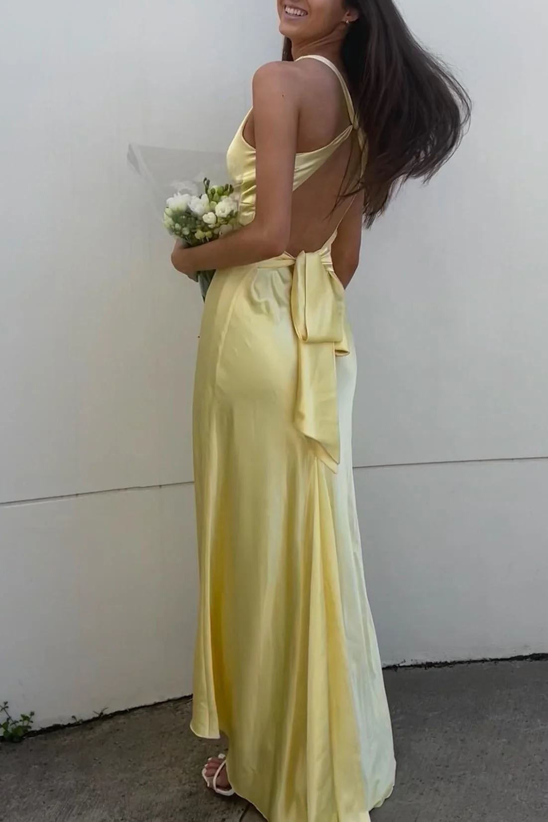 Yellow Prom Dress V Neck Evening Dress fg4171
