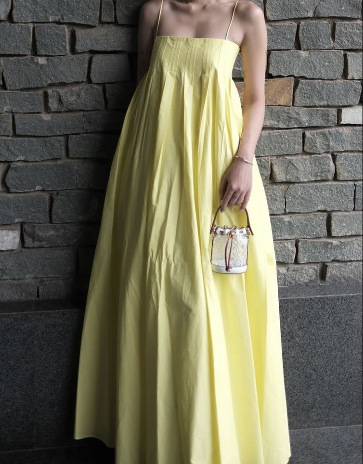 Yellow Spaghetti Straps Elegant A line Prom Dress Yellow Evening Dress fg7275