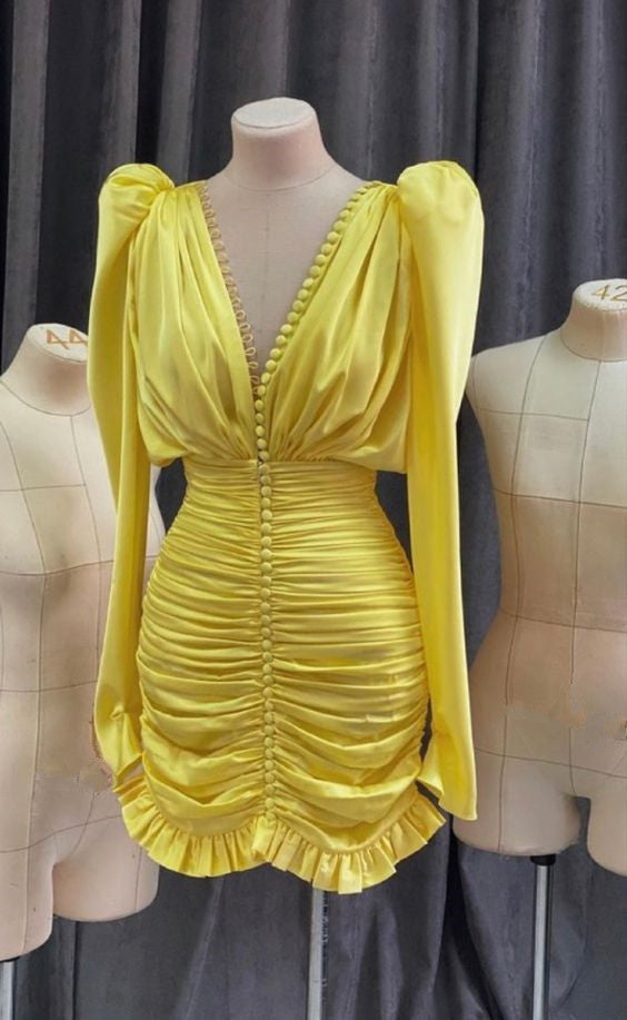 Yellow Short Prom Gown Fashion Party Dress fg6347