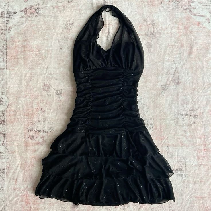 Black Chiffon Sleeveless Halter Party Dress Short Prom Dress fg7017