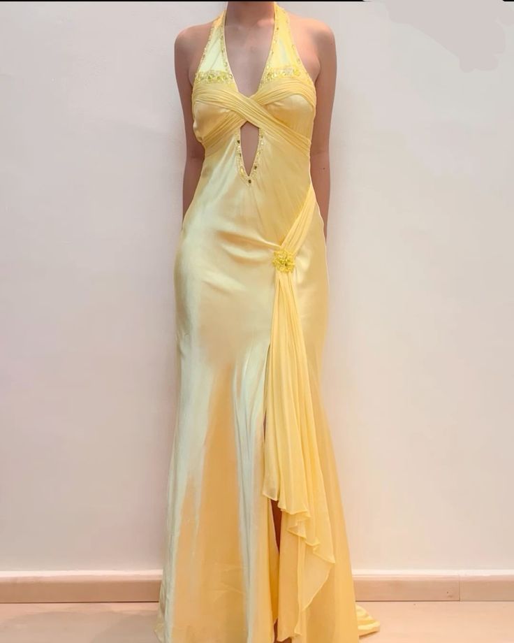 Yellow Prom Dresses V Neck Formal Evening Dress Long Party Dress fg6963