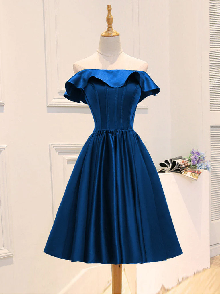 A-Line Satin Short Prom Dress, Homecoming Dress fg6414