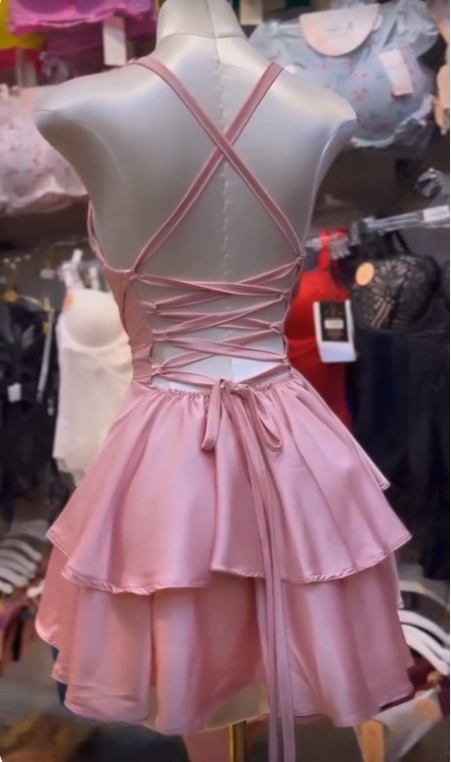 Pink Party Dress Short Prom Dress Birthday Dress fg7430