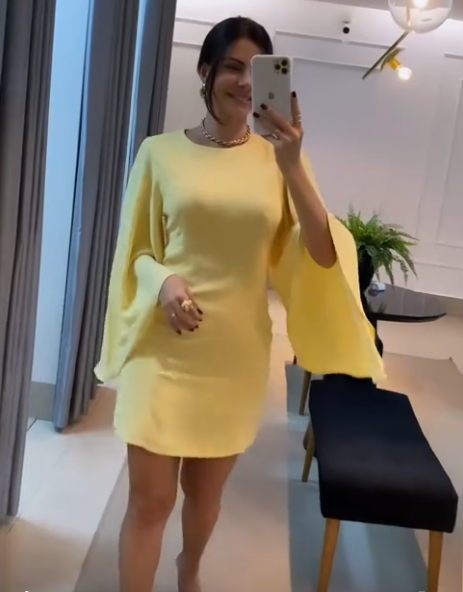 Yellow Long Sleeves Simple Short Formal Dress fg6208
