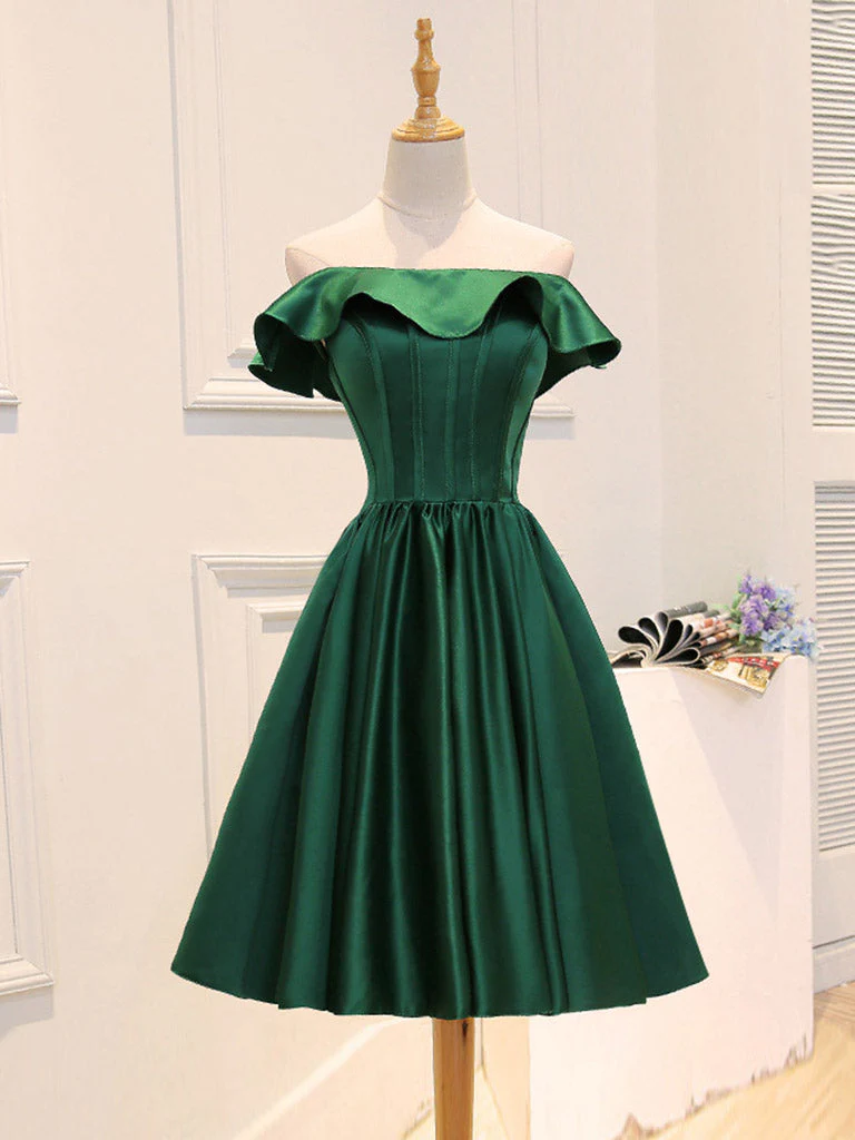 A-Line Satin Short Prom Dress, Homecoming Dress fg6414