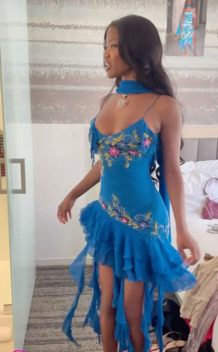 Blue Spaghetti Straps Short Prom Dress Blue Sexy Evening Dress fg7276