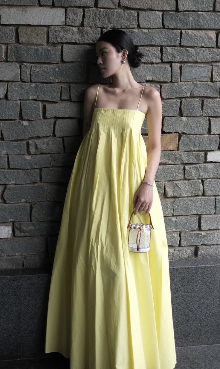 Yellow Spaghetti Straps Elegant A line Prom Dress Yellow Evening Dress fg7275