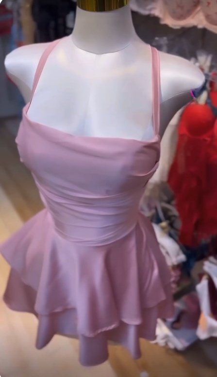 Pink Party Dress Short Prom Dress Birthday Dress fg7430
