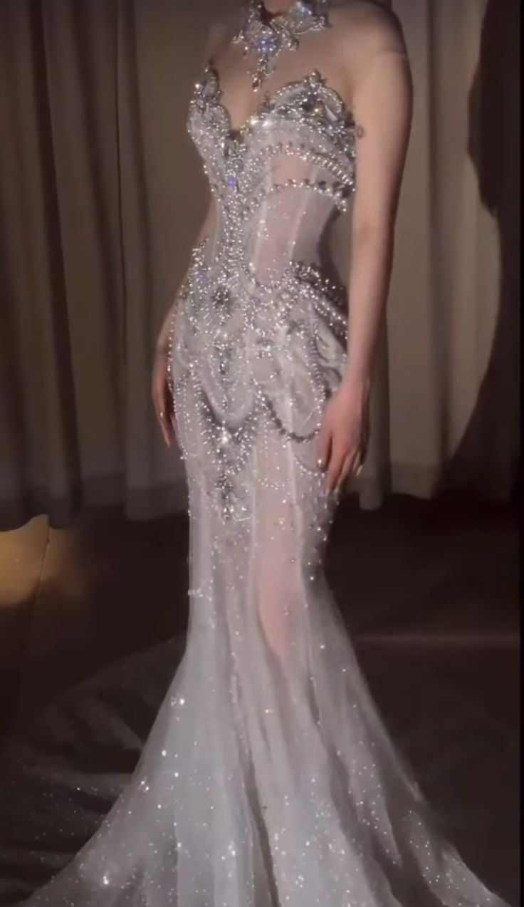 Pretty Mermaid Tulle Beads Long Prom Dresses Formal Evening Dress fg7547