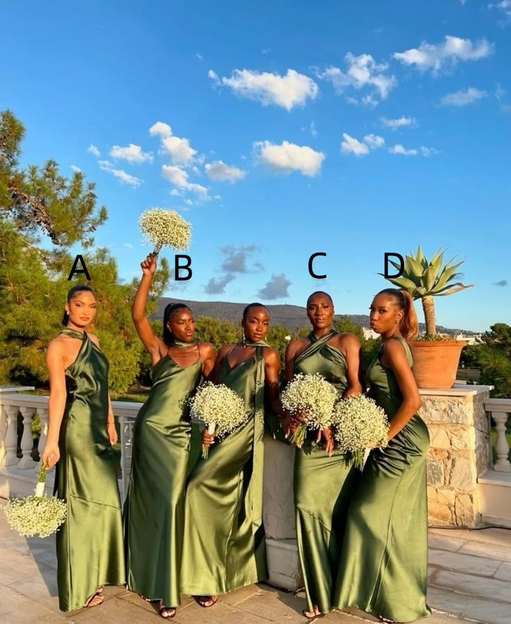 Simple Green Bridesmaids Dresses Long Evening Dress fg7617