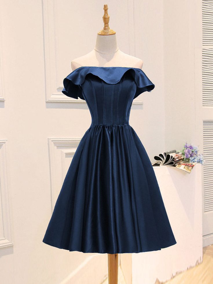 A-Line Satin Short Prom Dress, Homecoming Dress fg6414