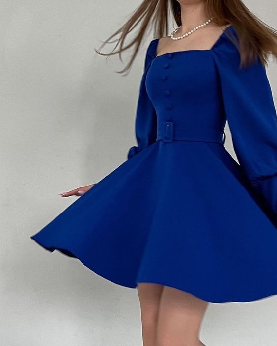 Royal Blue Long Sleeves Sexy Short Occasion Dress Short Prom Dress fg6027
