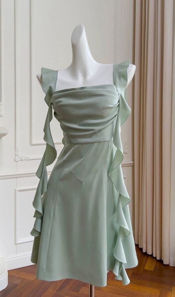 Sage Green Party Dress Short Prom Dress fg6030