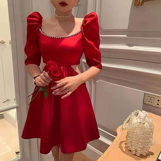 Sexy A line Red Short Prom Party Dress Short Birthday Dress fg6379