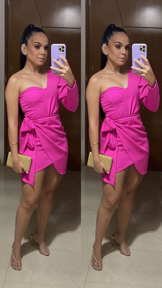 One Shoulder Short Prom Party Dress Short Evening Gowns fg5740