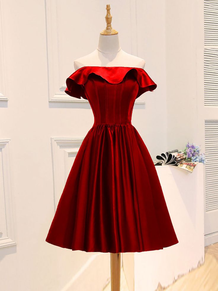 A-Line Satin Short Prom Dress, Homecoming Dress fg6414