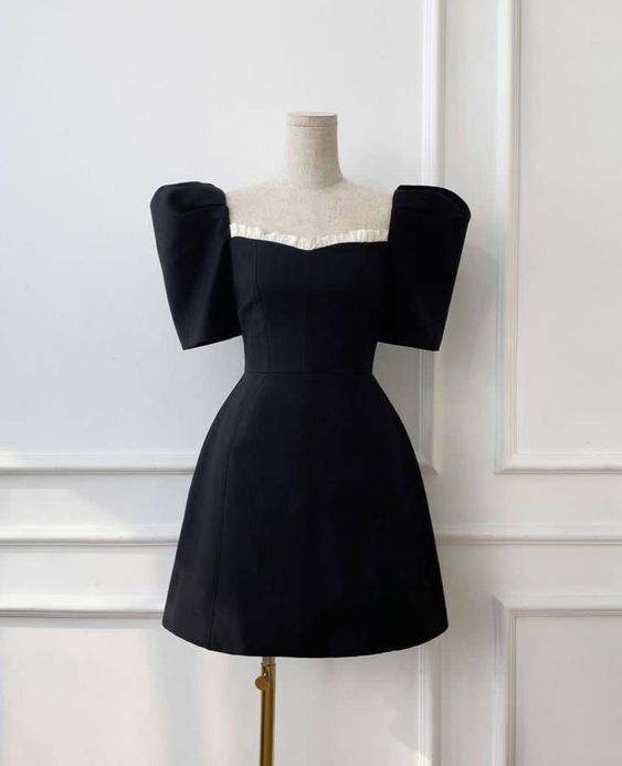 Cute black short prom dress,black hoco dress fg6257
