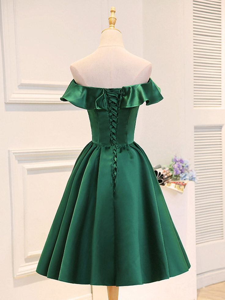 A-Line Satin Short Prom Dress, Homecoming Dress fg6414