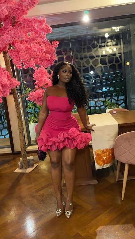 Strapless cocktail dress, short prom dress with ruffles below, birthday party summer formal gown fg6016