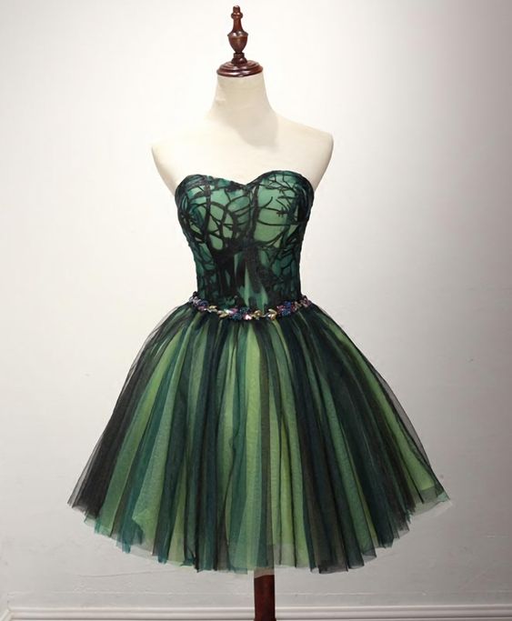 Stylish Tulle Lace Short Prom Dress, Cute Evening Dress fg5974