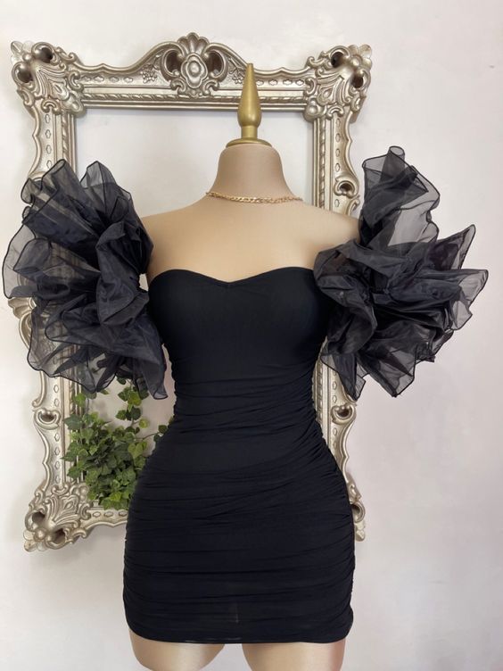 Black Sheath Short Prom Dress Homecoming Dress fg5504