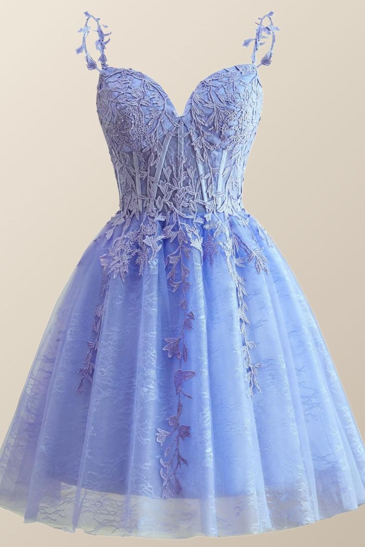 Straps Lace Appliques A-line Short Prom Dress fg5929