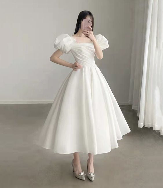 White tulle short prom dress homecoming dress fg5878