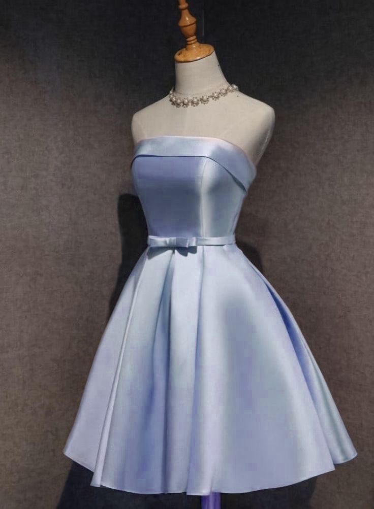 Satin Homecoming Party Dress Sky Blue Short Prom Dresses fg5981