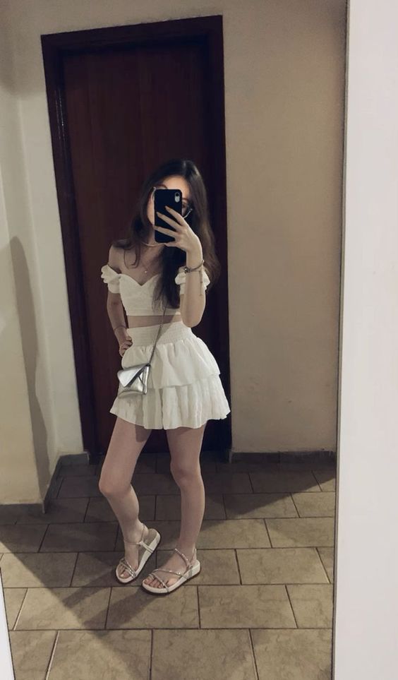 chic two piece white short homecoming dress short party gown fg5851