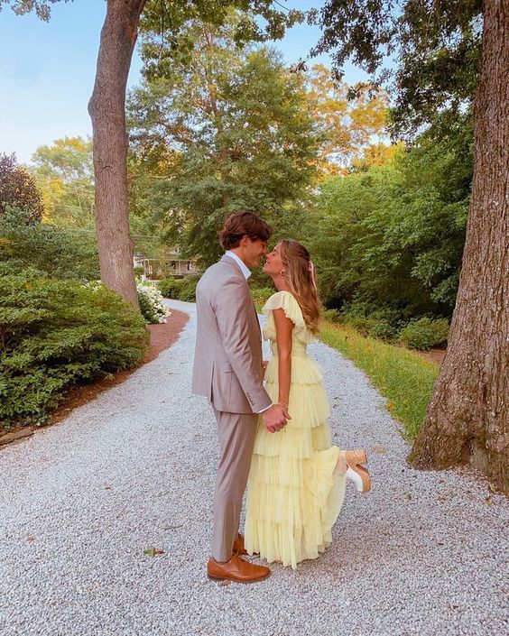 A Line Yellow Layered Long Prom Dress Tulle Formal Party Dress fg4976