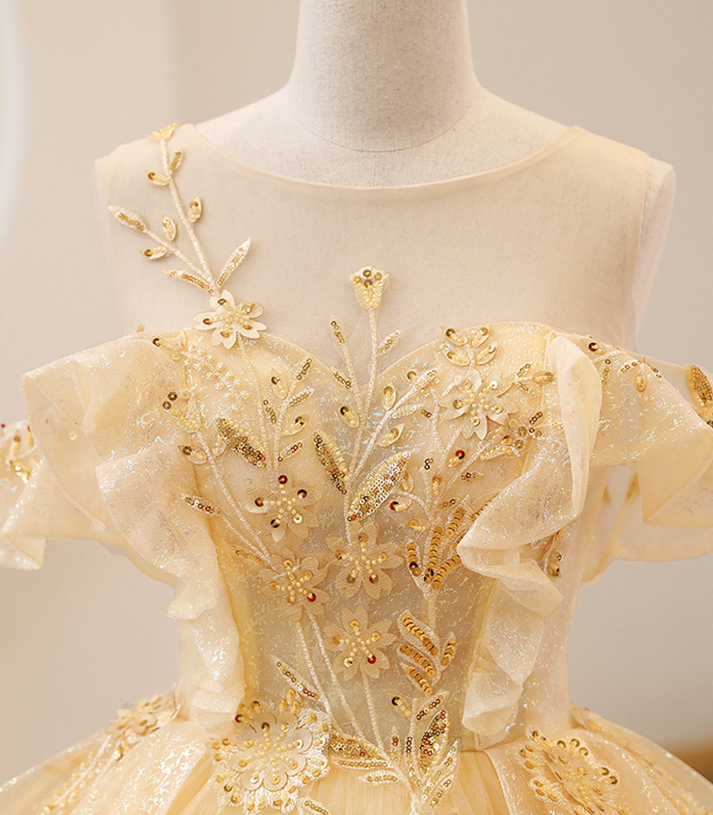 YELLOW BALL GOWN BEADED SWEET 16 DRESS, YELLOW LONG PROM DRESS FORMAL DRESS fg5012