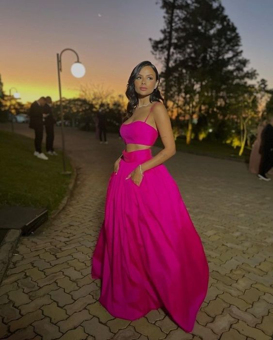 Two Piece Long Evening Dress Prom Gown fg4559
