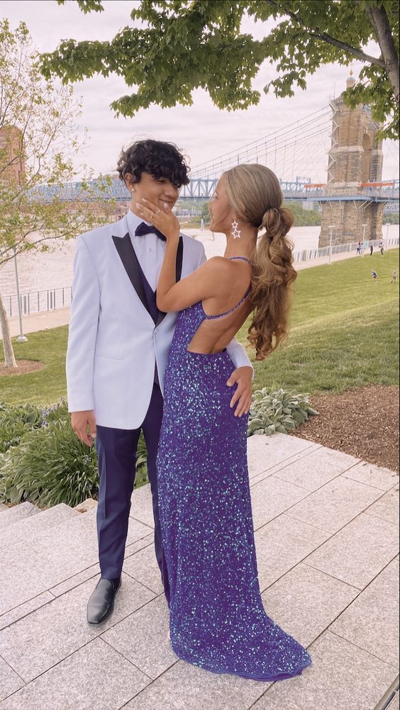 Purple Sequin Prom Dresses,Long evening Dress,formal Dress fg3687