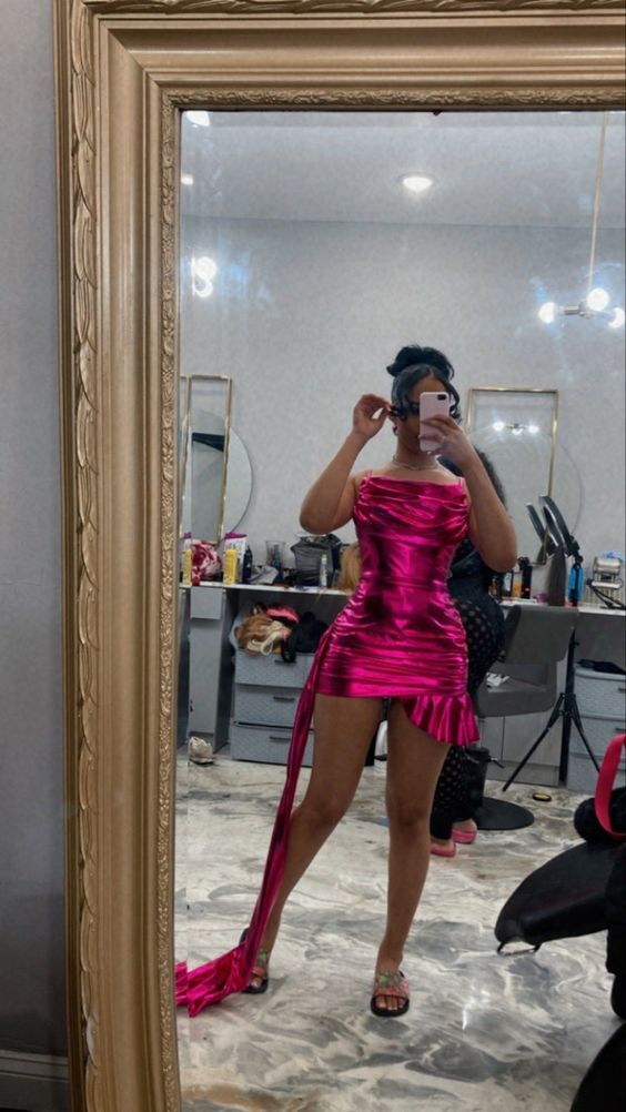 Hot Pink Short Homecoming Dress Short Prom Dresses fg4022