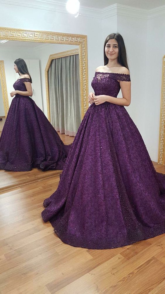 Elegant Purple Prom Dresses Party Gowns Long Evening Dress fg4064