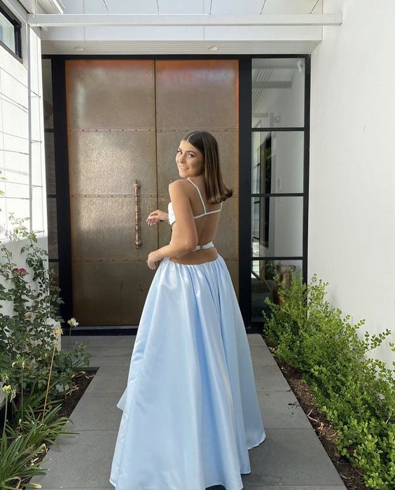 Light Blue Evening Gown Formal Evening Long Two Piece prom gown fg4172