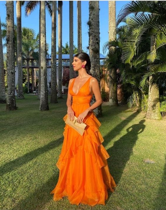 Orange long prom dresses, evening dresses,party dresses, formal dress fg3385