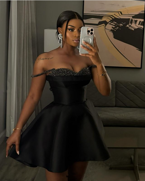 A-line Sleeveless Mini Party Dress Black Short Prom Dress fg6999