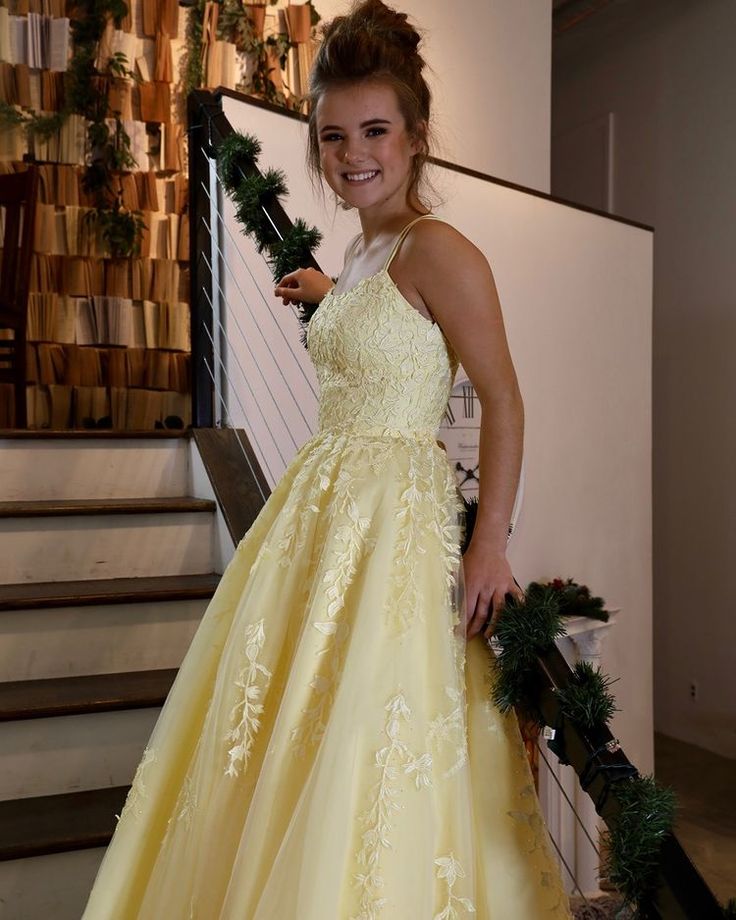 Yellow Lace Prom Dresses, Formal Ball Dress, Evening Dress, Dance Dresses, School Party Gown fg3210