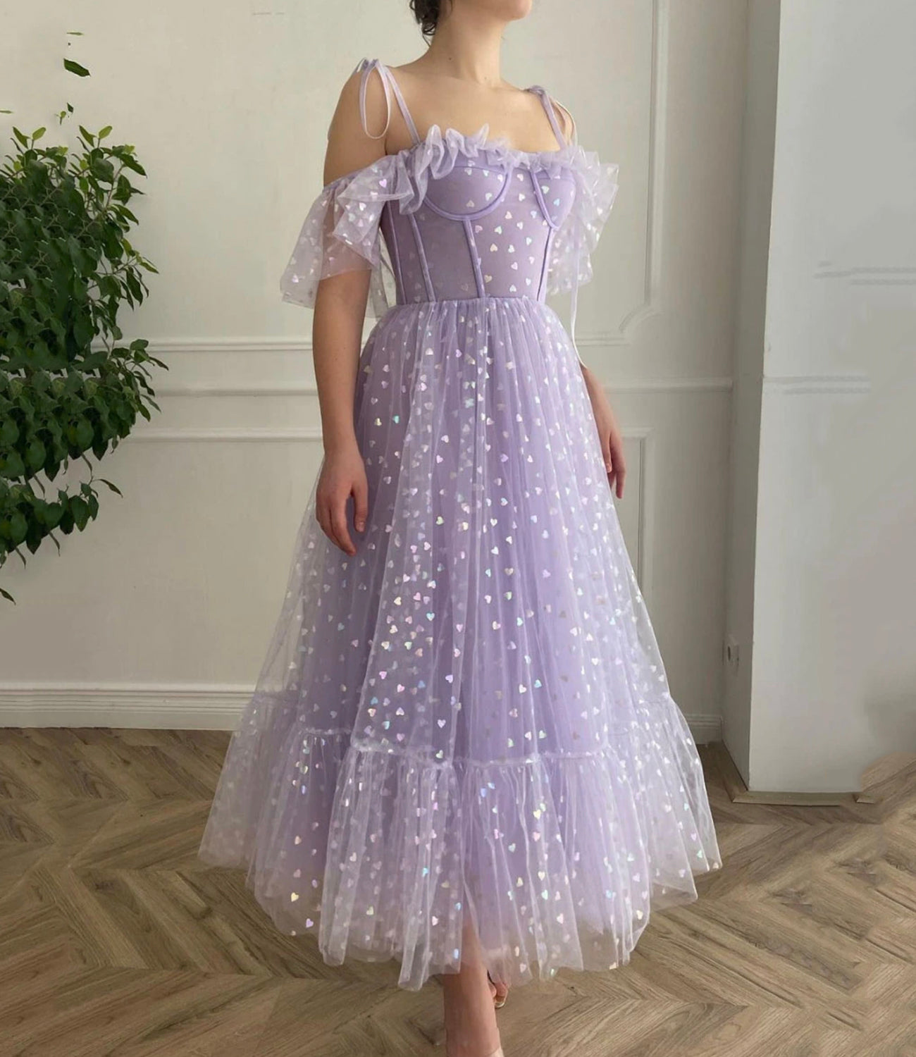 PURPLE TULLE SHORT A LINE PROM DRESS EVENING DRESS fg2657