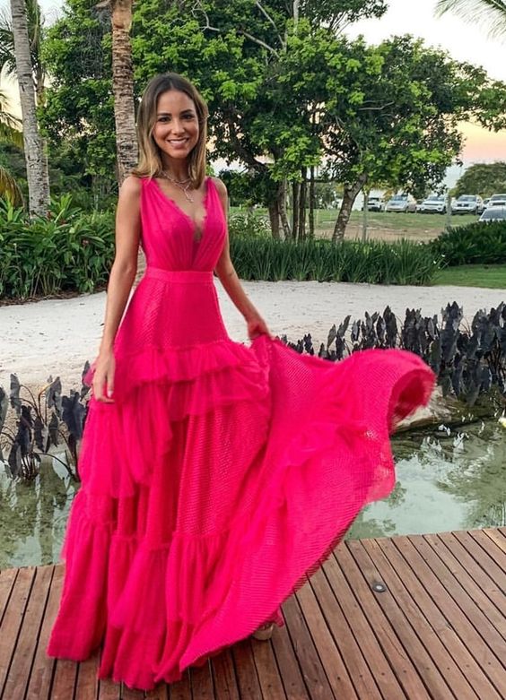 Pink Fashion Prom Dresses Long Evening Gowns fg3032