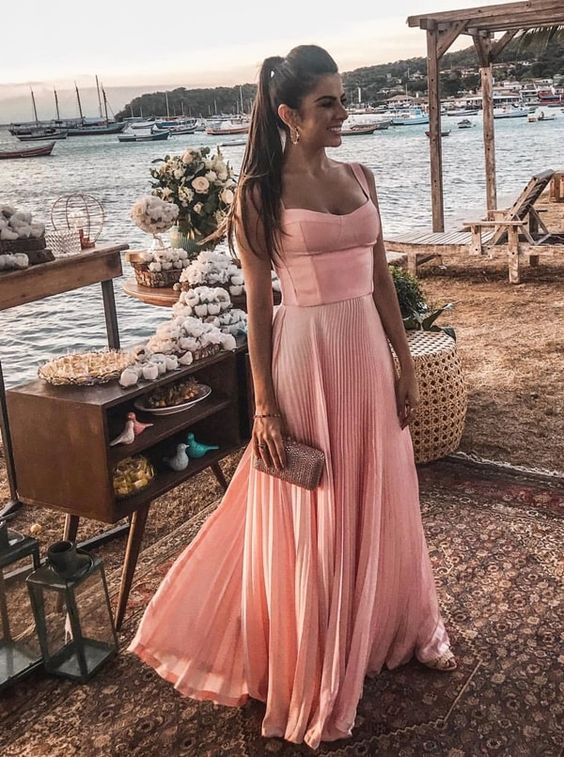 A Line Pink Long Prom Dresses Party Evening Gowns fg3106