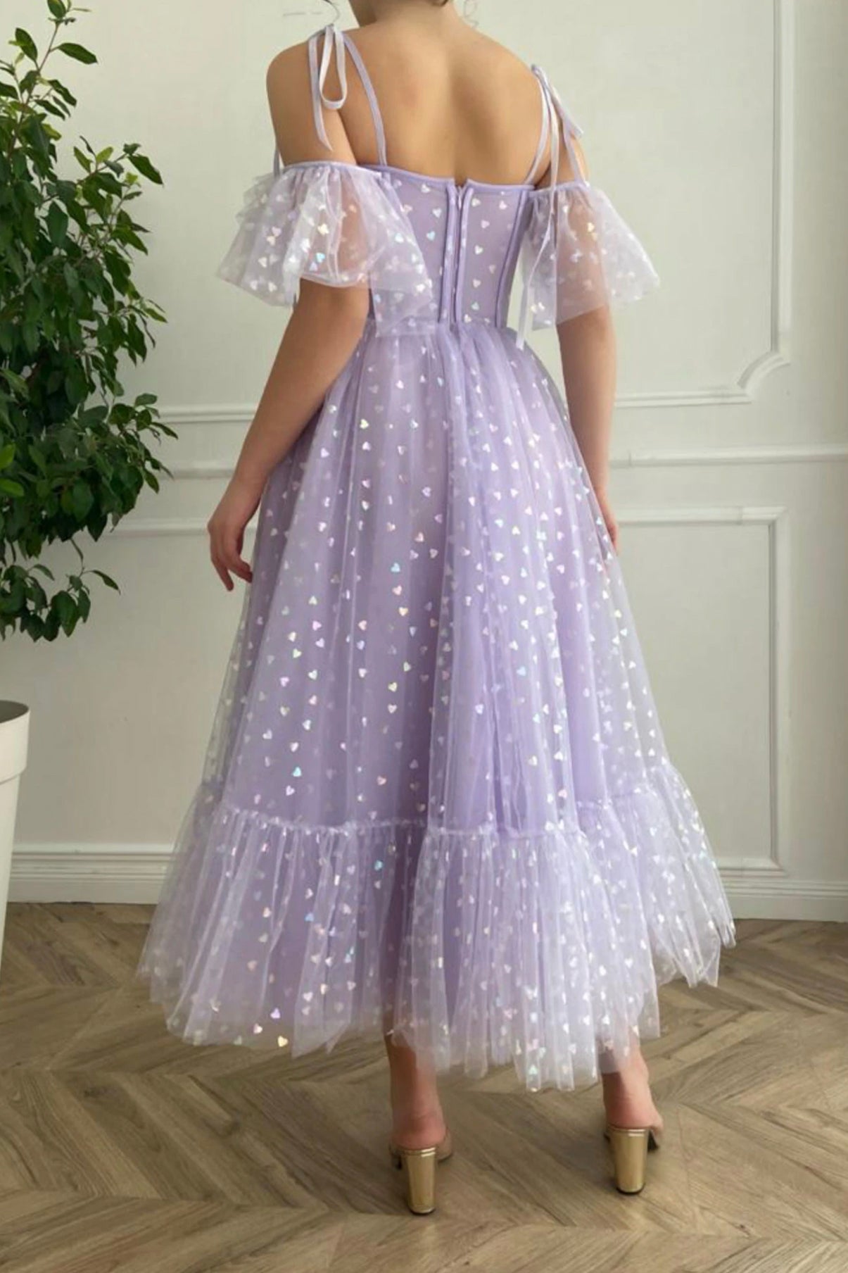PURPLE TULLE SHORT A LINE PROM DRESS EVENING DRESS fg2657