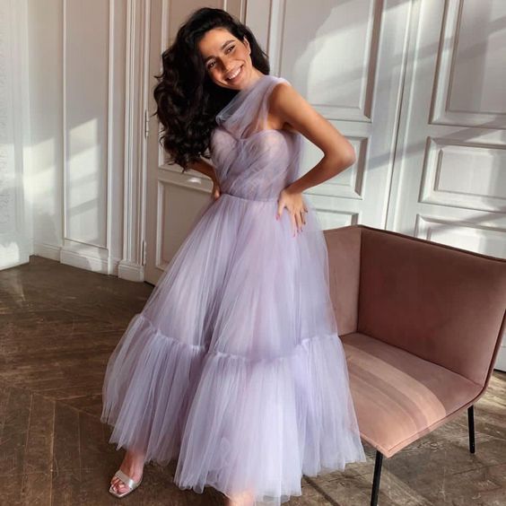 simple purple prom dress,modest evening dresses fg1008