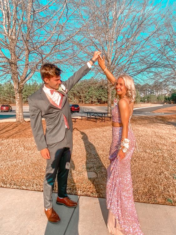 Pink Two Piece Prom Dresses Long Evening Dresses fg2154