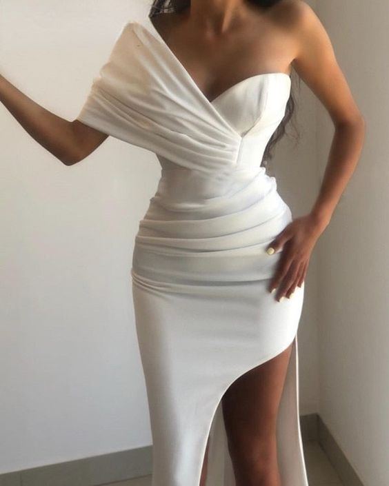 women one shoulder ruched Prom Dress Charming Evening Dress fg1788